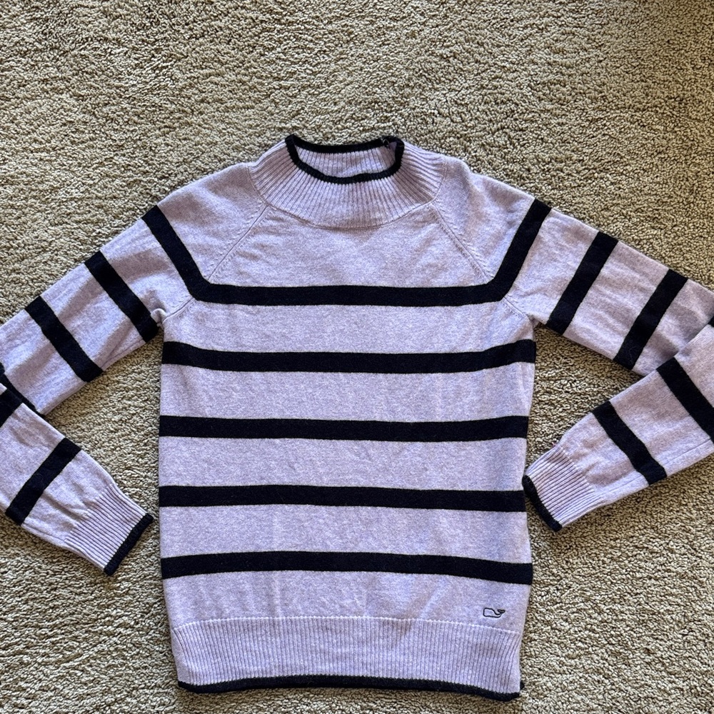 Vineyard Vines Girls Mock-neck Sweater - Violet and Navy